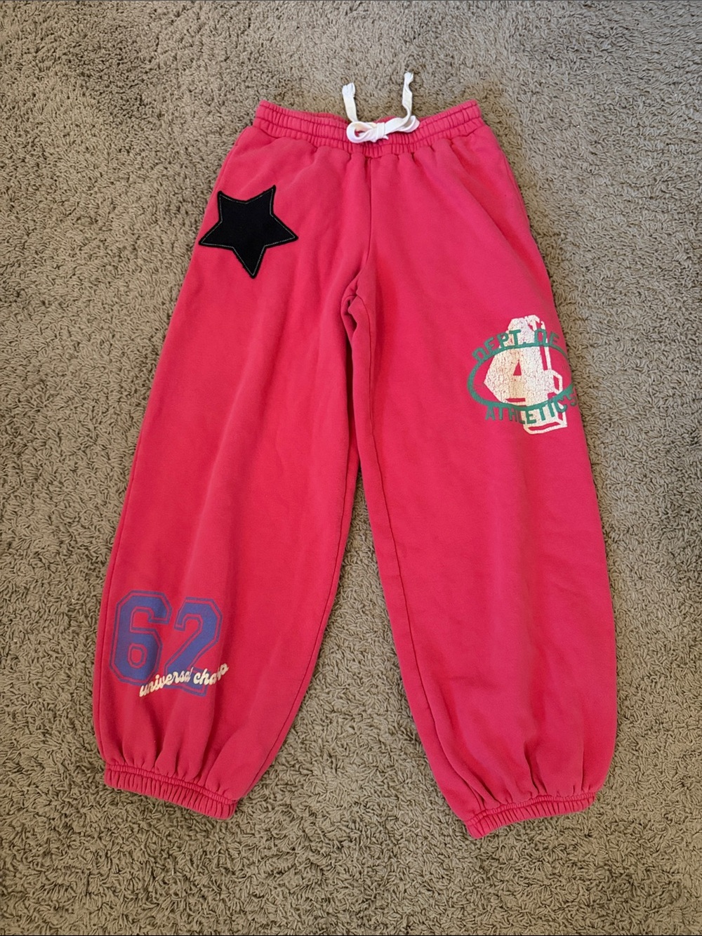 Urban Outfitters Bright Pink Track Joggers with Star Patch